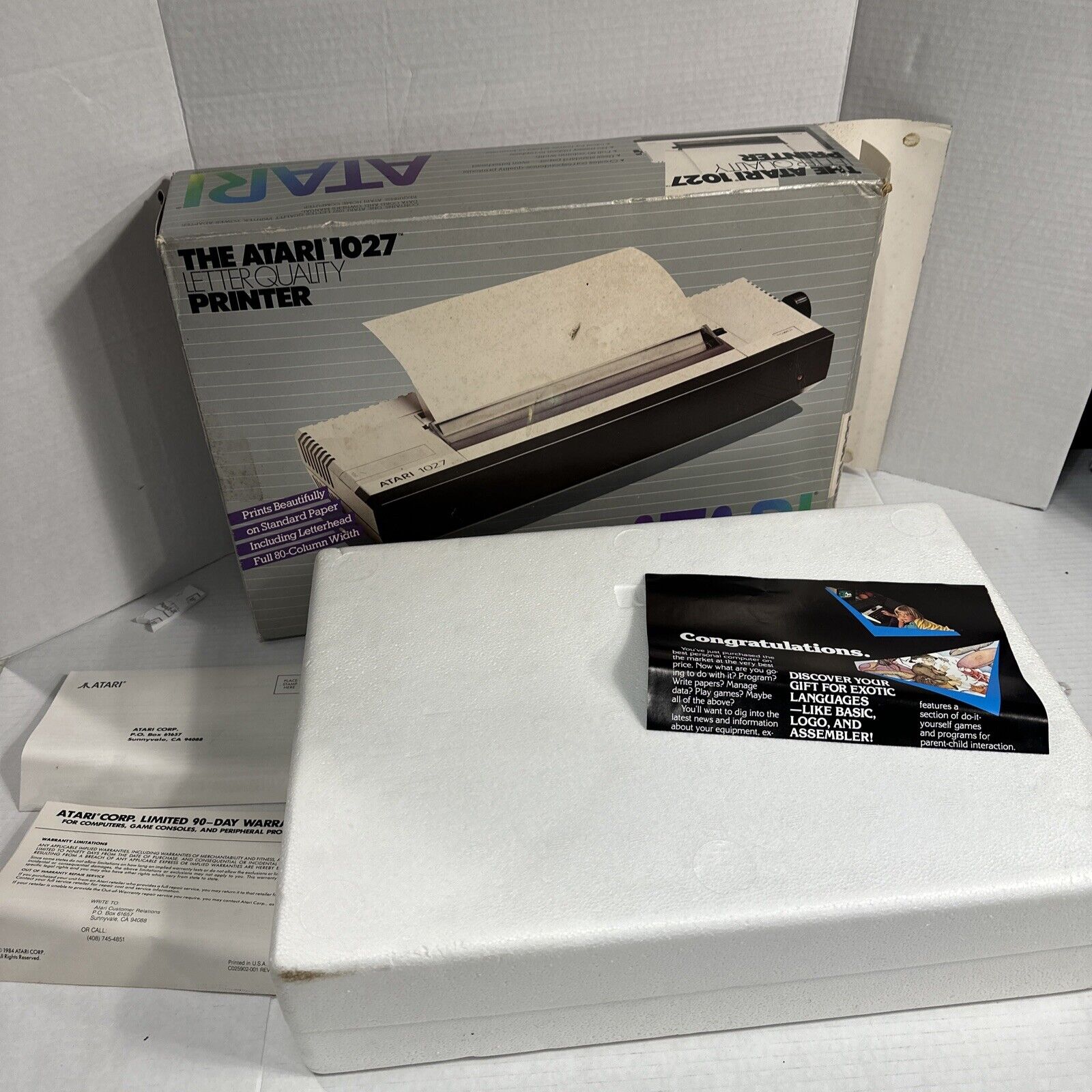 Vintage Atari 1027 Printer - With Box - Extremely Rare - Nice