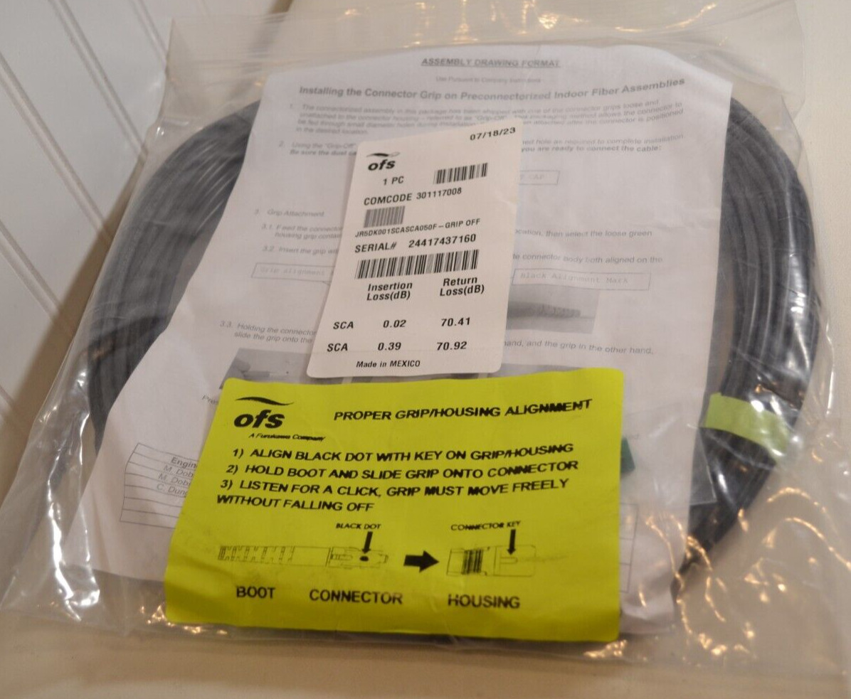 OFS Fiber Optic IN/OUTDOOR Cable 75 Feet JR5DK001SCASCA050F-GRIP OFF