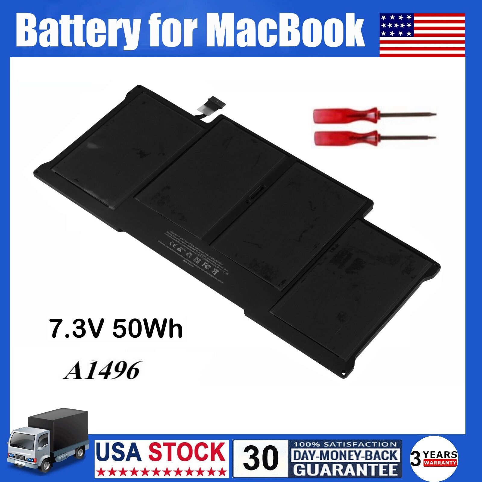 A1496 A1405 Battery For Apple Macbook Air 13\'\' A1466 2013 2014 2015 2017 50Wh US