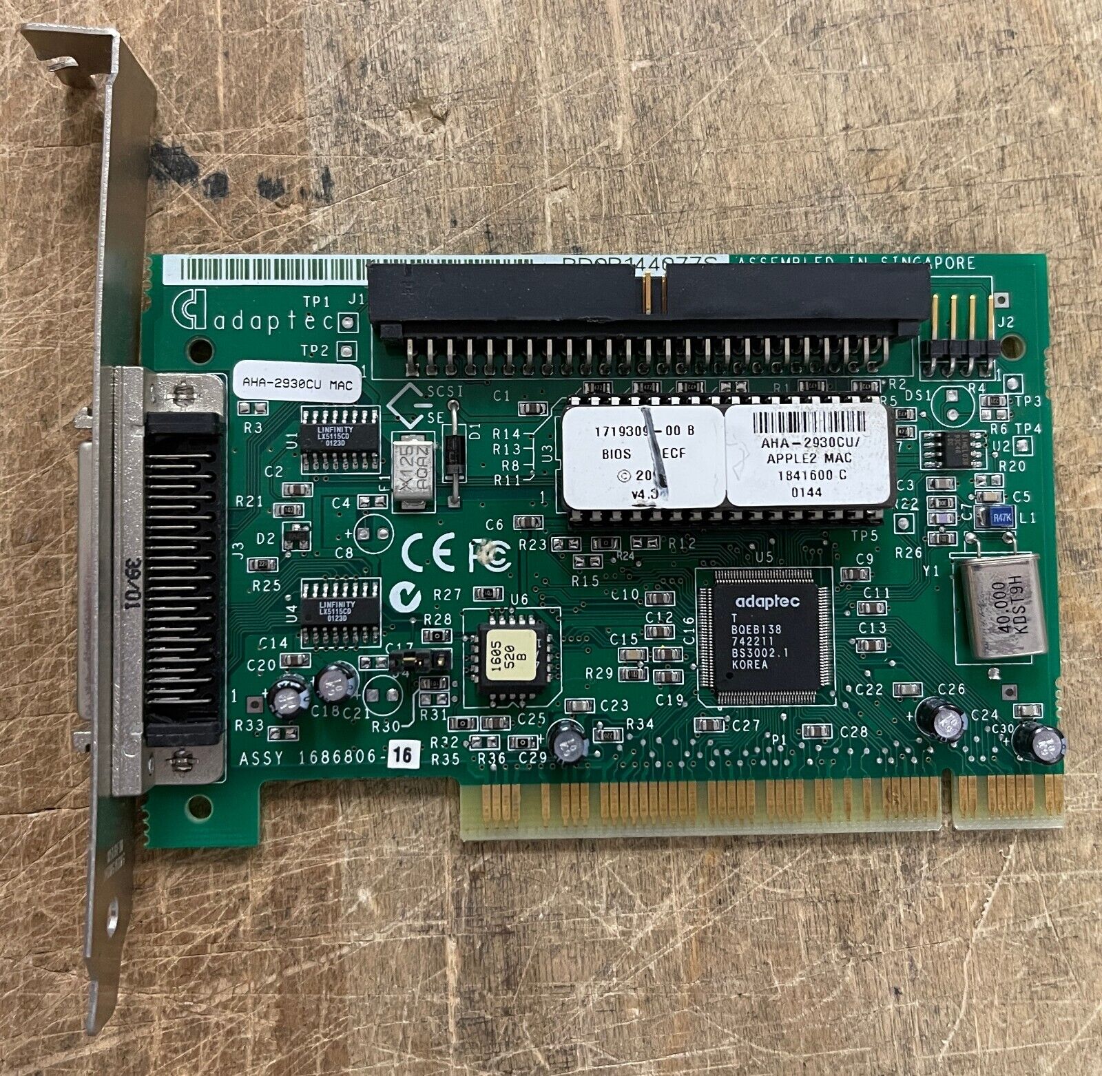 Vintage Apple Adaptec AHA-2930CU MAC SCSI-1 to SCSI-2 PCI Card
