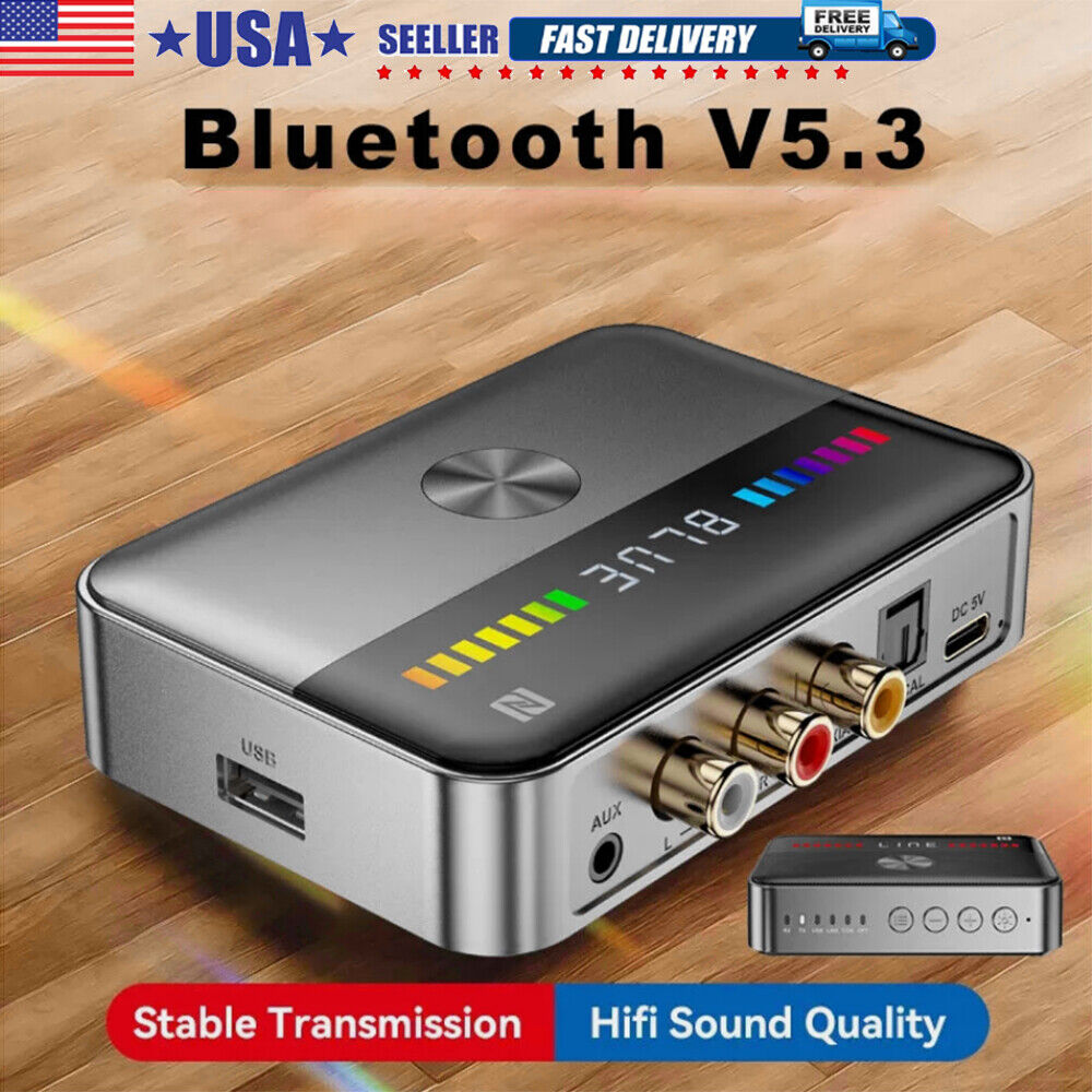 Bluetooth 5.3 Transmitter Receiver 3.5mm AUX RCA TV Home Stereo Audio Adapter