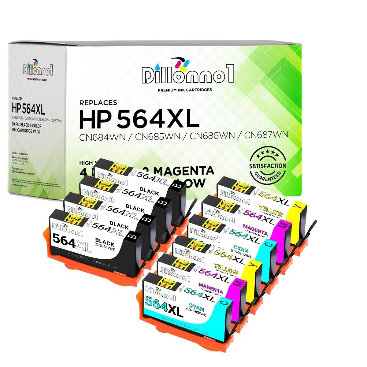 10pk For HP564 XL Ink For Deskjet 3070a 3520 3521 3522 3526 Officejet 4620 4622