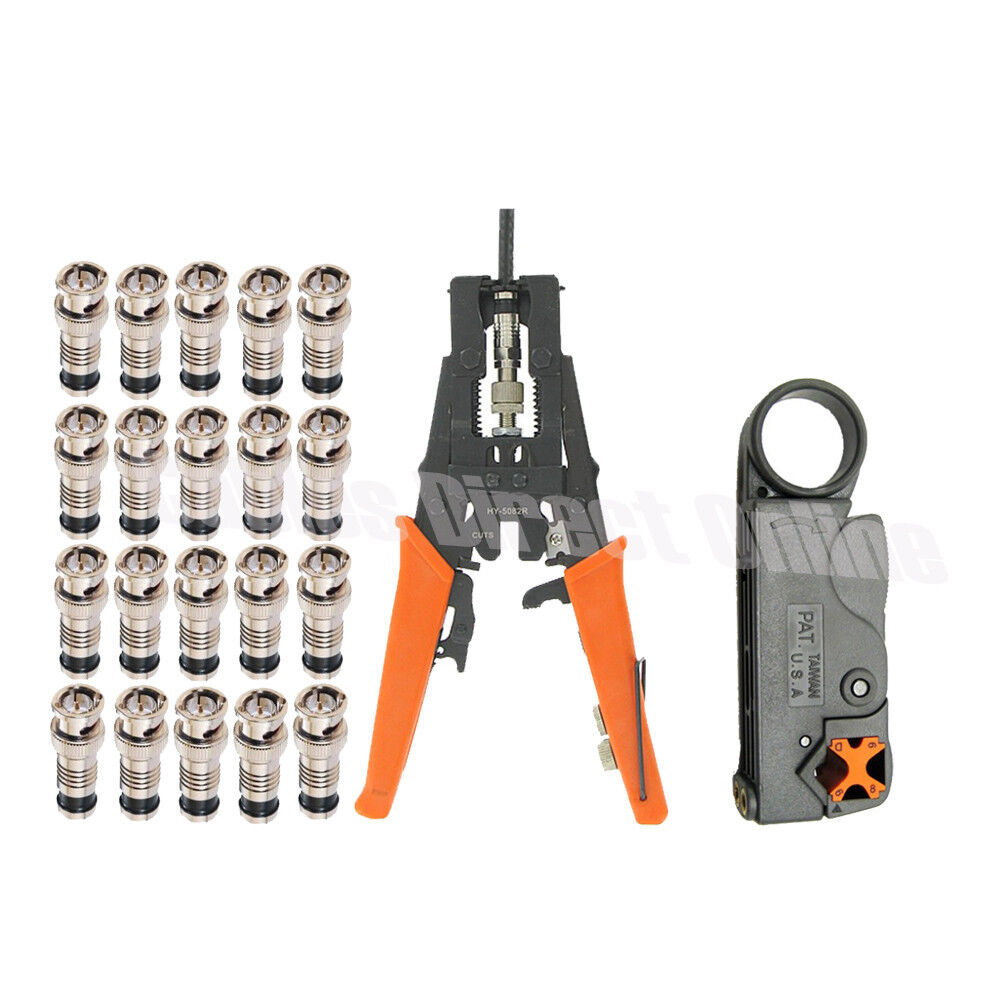 Adjustable Crimping Tool Set Kit Coaxial BNC RCA F RG59 RG6 Cable Crimper Cutter