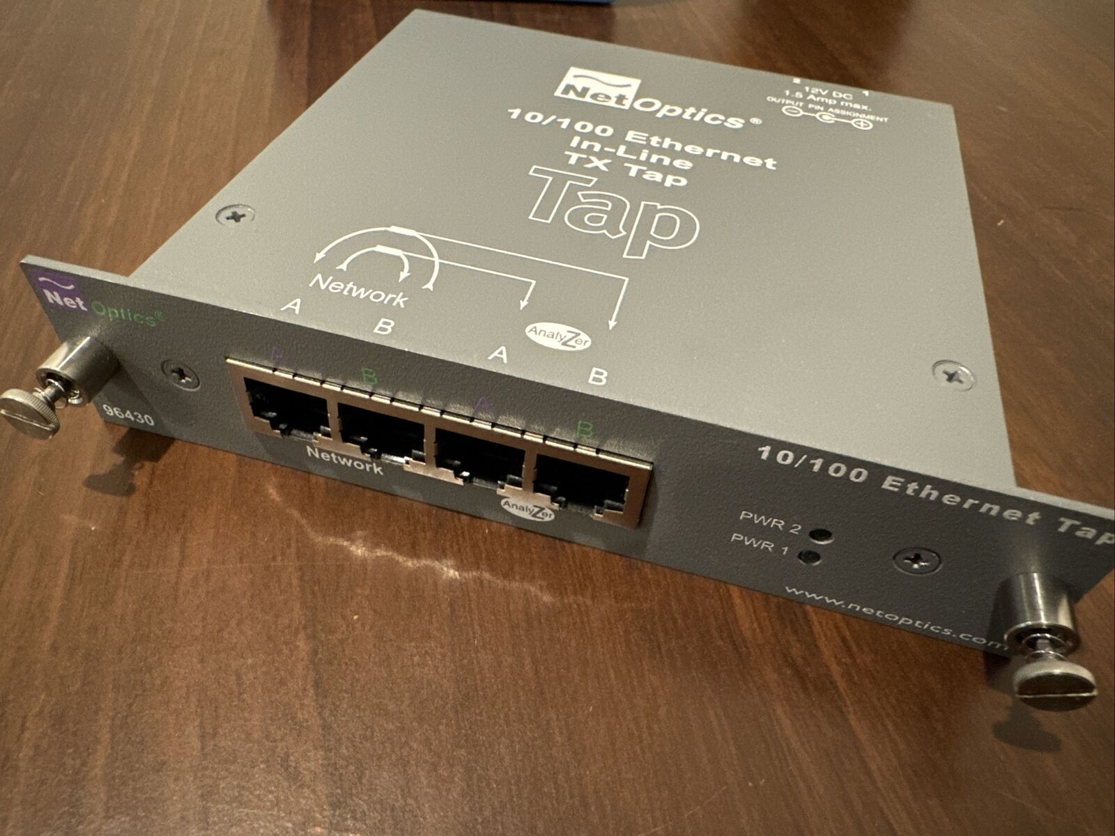 NetOptics Dual-Power 10/100 Ethernet In-Line TX Tap Module w/Power adapter