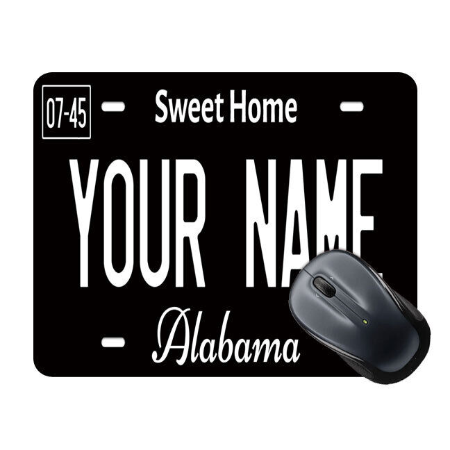 Personalized Custom Name (All 52) Black State License Mouse Pad