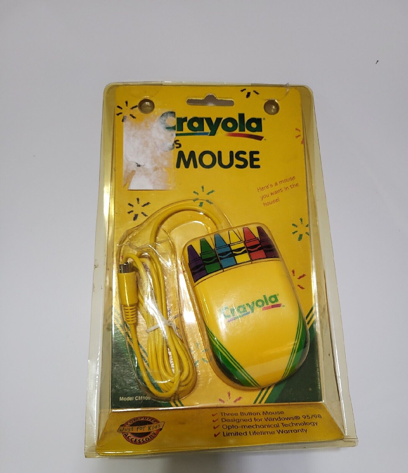 Vintage Crayola Kids Computer Wired Mouse CM100 w/ Driver Windows 95/98 NEW