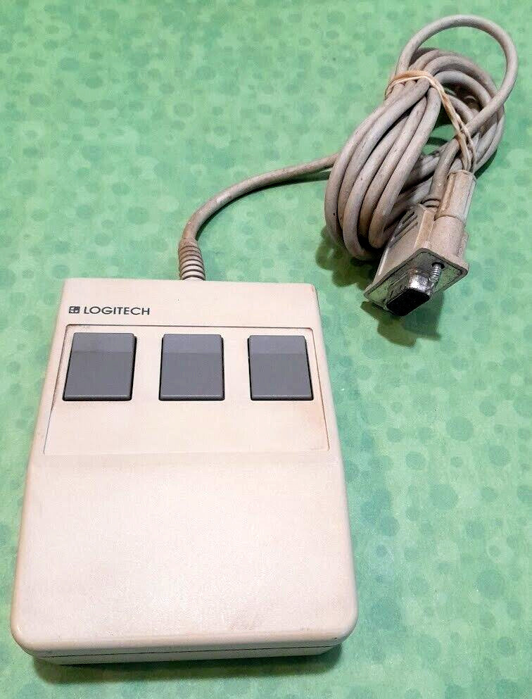 Vintage 1985 Logitech C7-3F-9F 3 Button Serial Port Computer Mouse Model C7