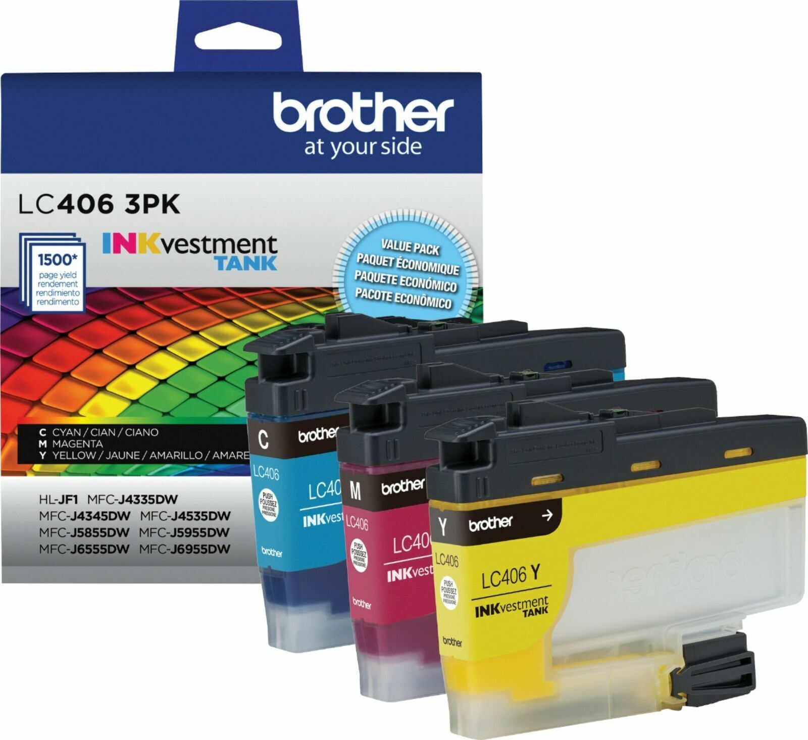 Genuine Brother - LC406 3PK 3-Pack INKvestment Tank Ink Cartridges - Multi
