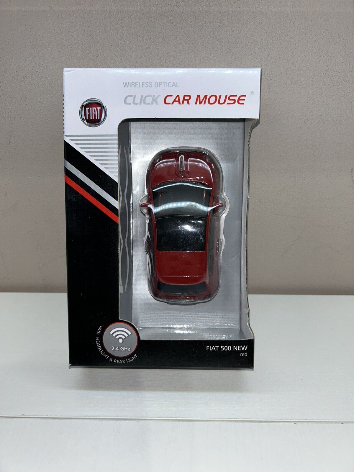 Official FIAT 500 New Shape Car Wireless Computer Mouse - Red
