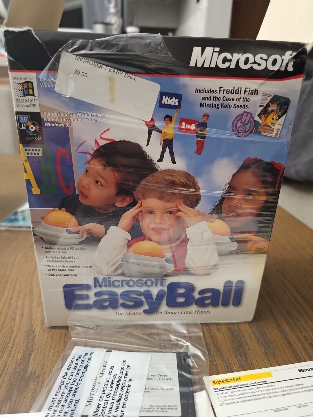 Vintage Microsoft Easyball Children’s Mouse Windows 95 New Open Box