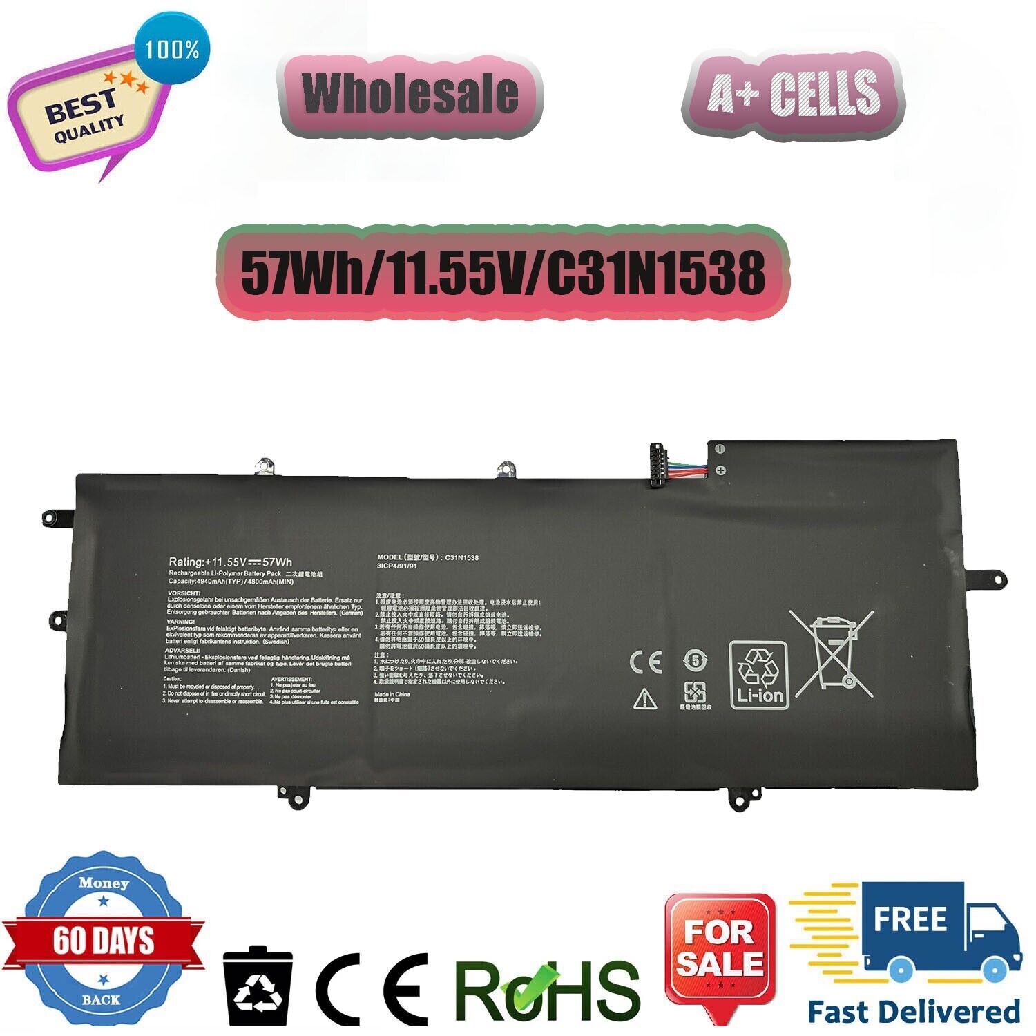 C31N1538 Battery for ASUS ZenBook Flip Q324UA UX360UA C31PQ9H Series 11.55V 57Wh