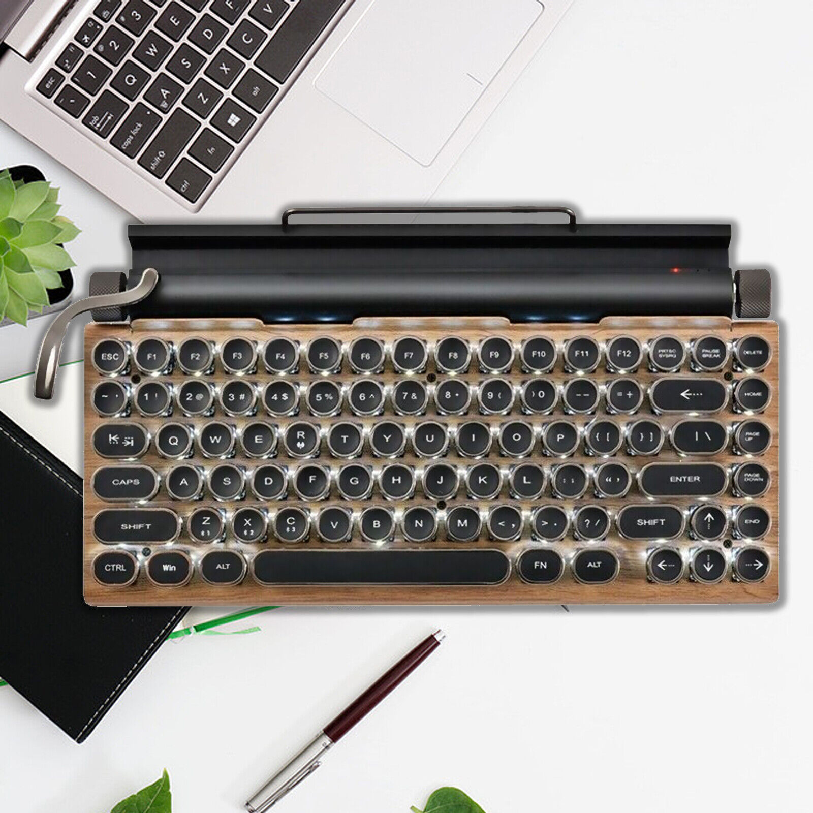 Retro Typewriter Keyboard Wireless Bluetooth Mechanical Keyboards 83 Keys CompCX