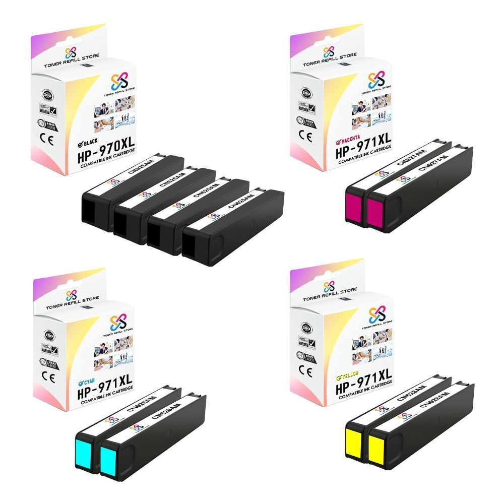 10PK TRS 970XL 971XL BCMY HY Compatible for HP OfficeJet X451DN Ink Cartridge
