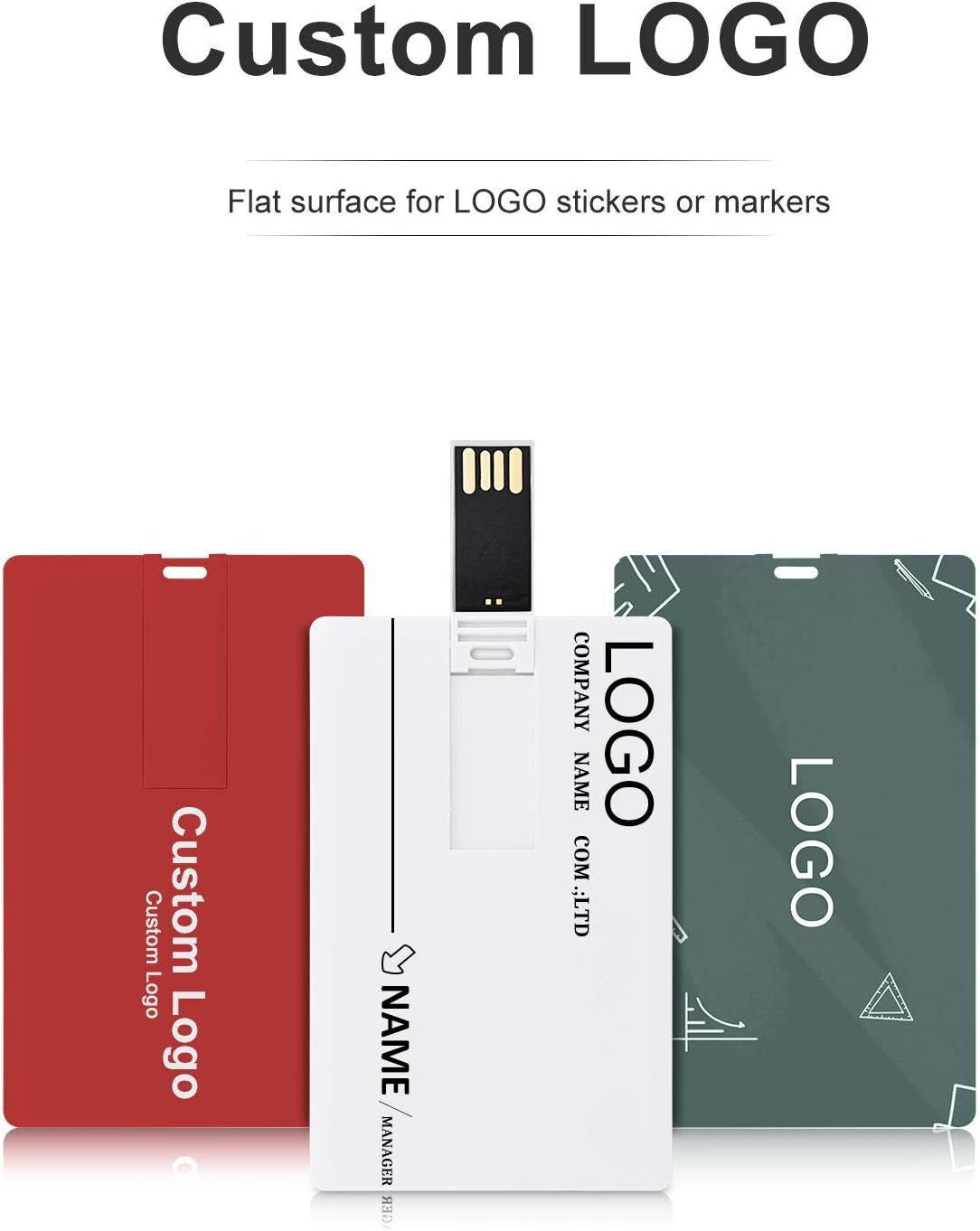 Custom Logo USB 2.0 Flash Drives Thumb Drives Personalized Bank Card Credit 64GB