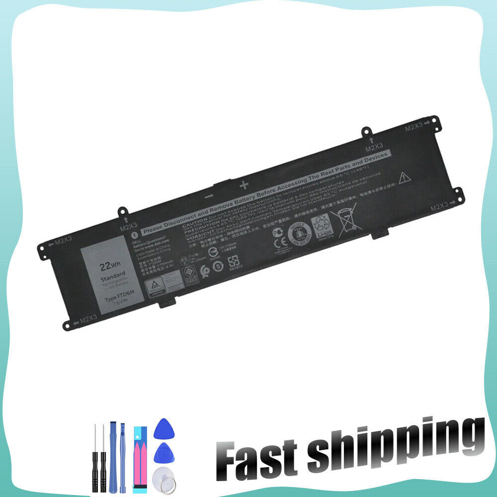 New FTD6M 6HHW5 22WH 7.6V Battery for Dell Latitude E7285 2-in-1 Keyboard K17M