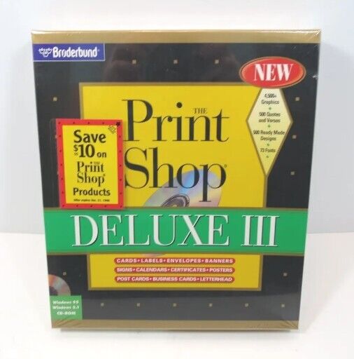 The Print Shop Deluxe III Windows 95 Brand NEW SEALED NOS Vtg read.