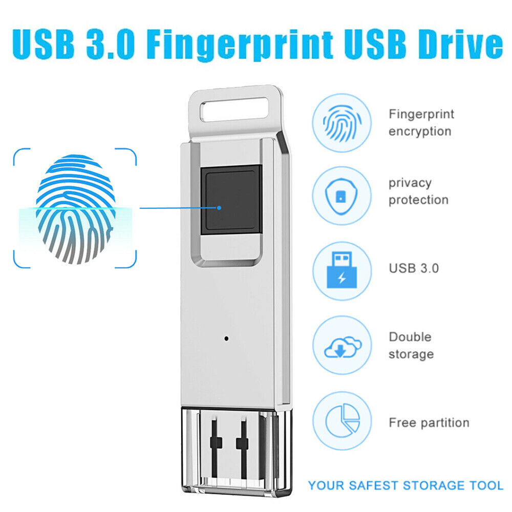 32GB 64GB Fingerprint USB 3.0 Flash Drive Memory Encryption Security Recognition