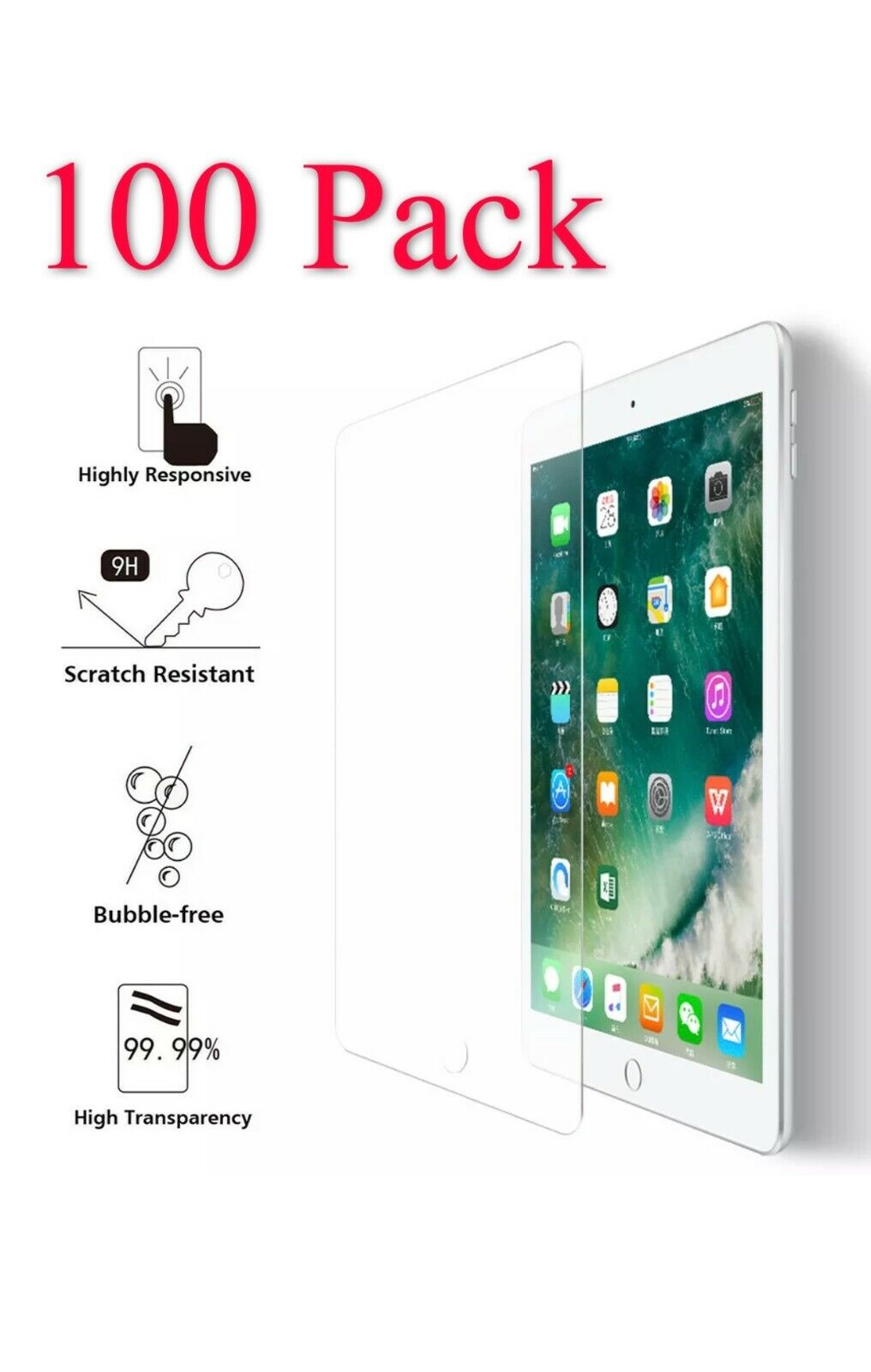 100x Tempered GLASS Screen Protector For iPad 9.7 Mini 4 Pro Air 3rd 4th 5th 6th