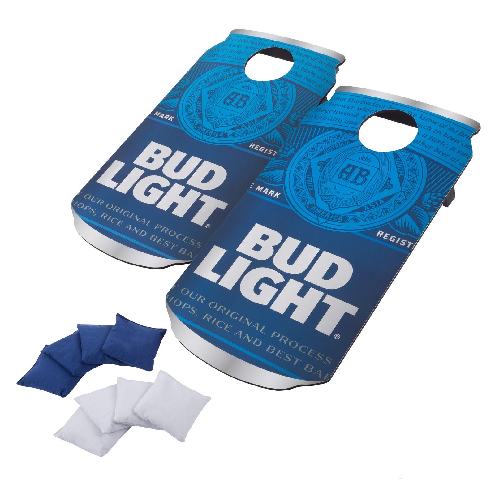Bud Light Cornhole Outdoor Game Set, 2 Wooden Anheuser-Busch Can-Shaped Corn ...