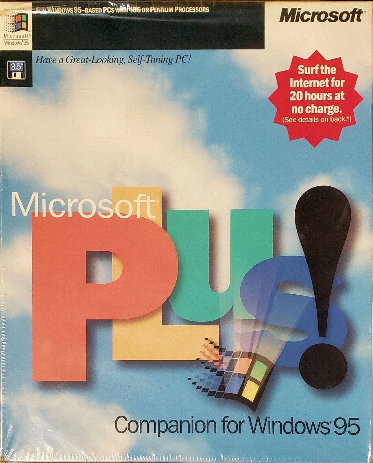 RARE Microsoft Windows Plus 95 Retail Big Box, 3.5