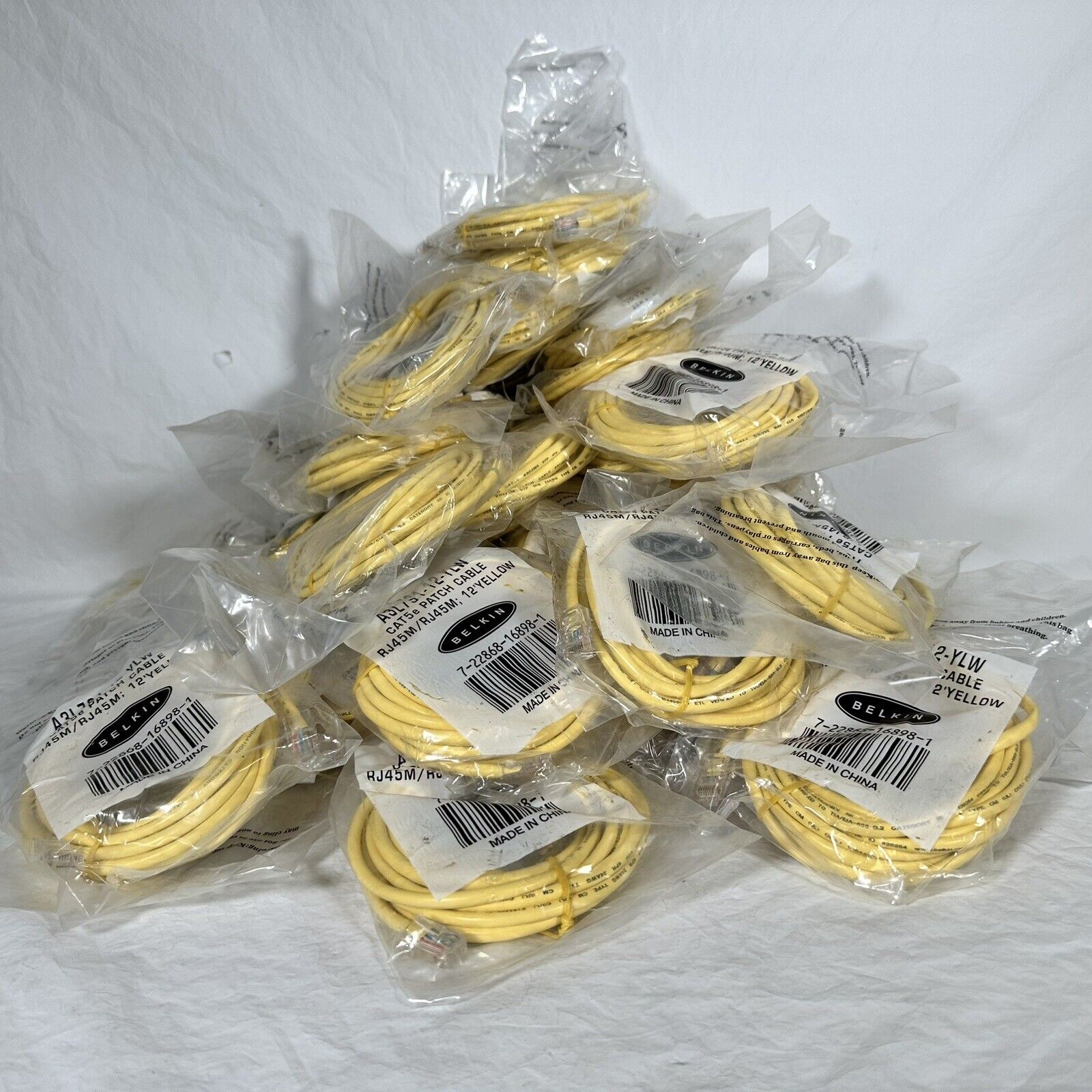 Belkin CAT5e  RJ45M Cable - Male Network 12ft Yellow Huge Lot Of 46