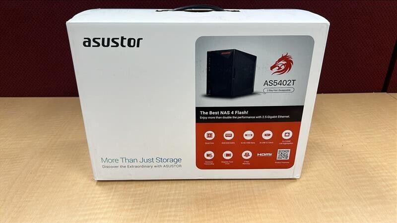 Asustor AS5402T 2 Bay NAS Storage Quad-Core 2.0GHz CPU (AS5402T) - Open Box