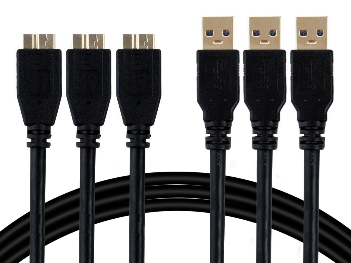 Monoprice USB-A to Micro B 3.0 Cable 0.5m Black (3PCS) Hard Drive HDD Galaxy S5