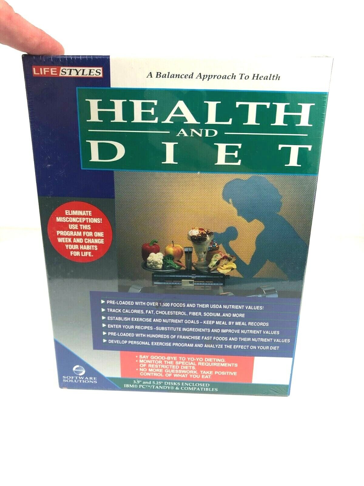 1992 Lifestyles Health and Diet -IBM ,PC & Tandy 3.5 + 5.25 Disks NEW OLD STOCK