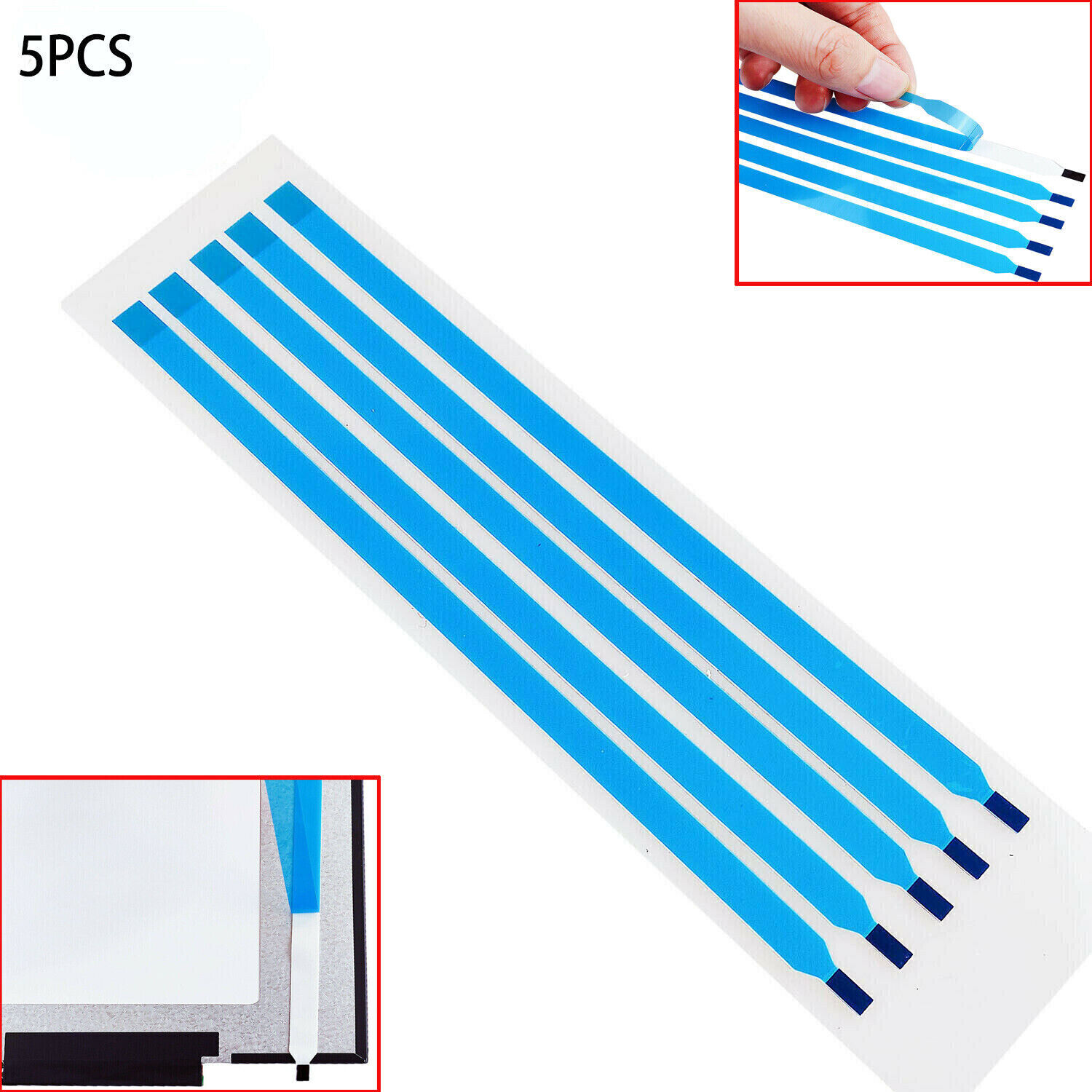 Set of 6 - Pull tabs stretch release adhesive strips for LCD screen without tabs