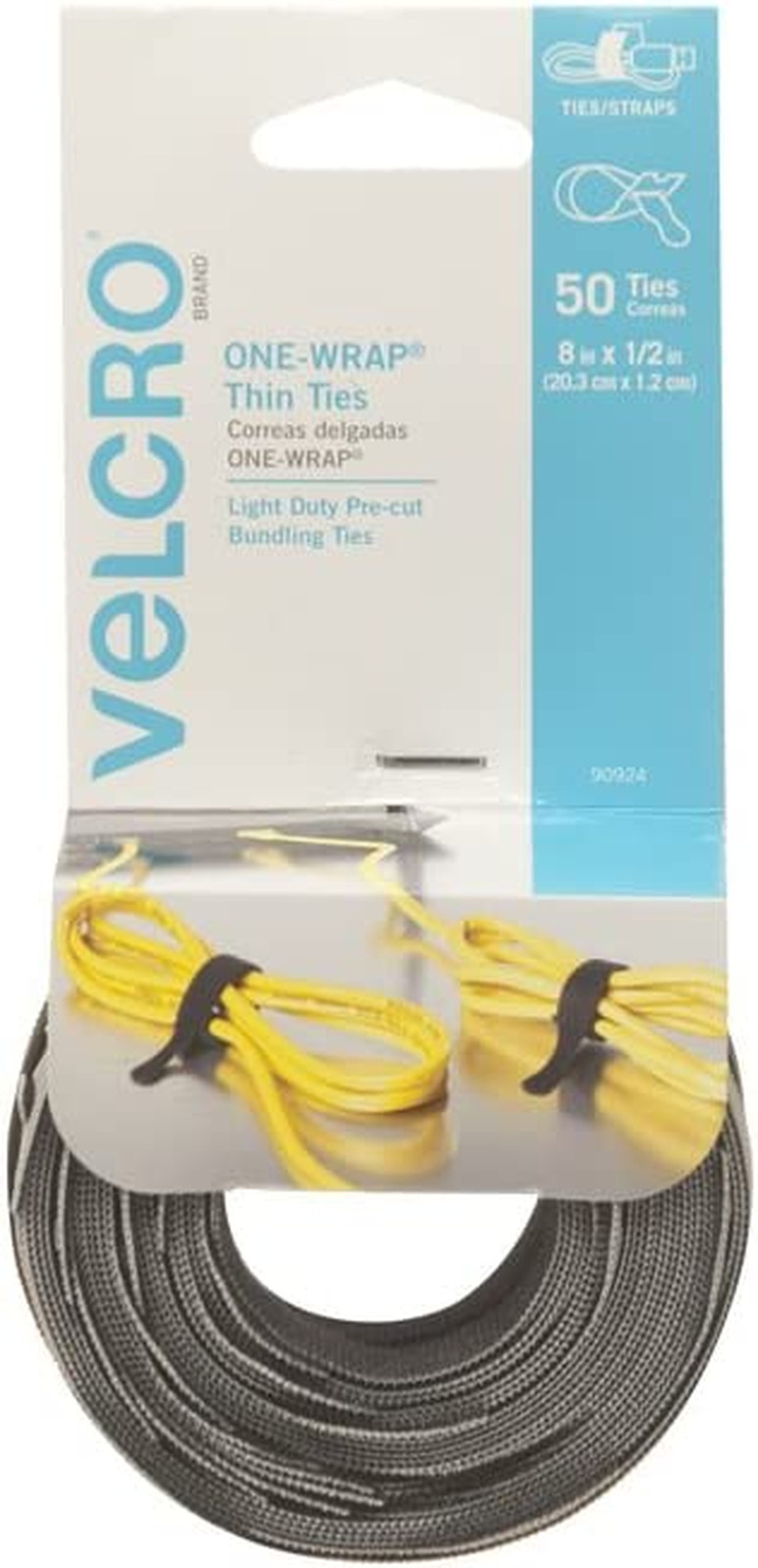 VELCRO Brand ONE WRAP Thin Ties | Strong & Reusable | Perfect for Fastening Wire