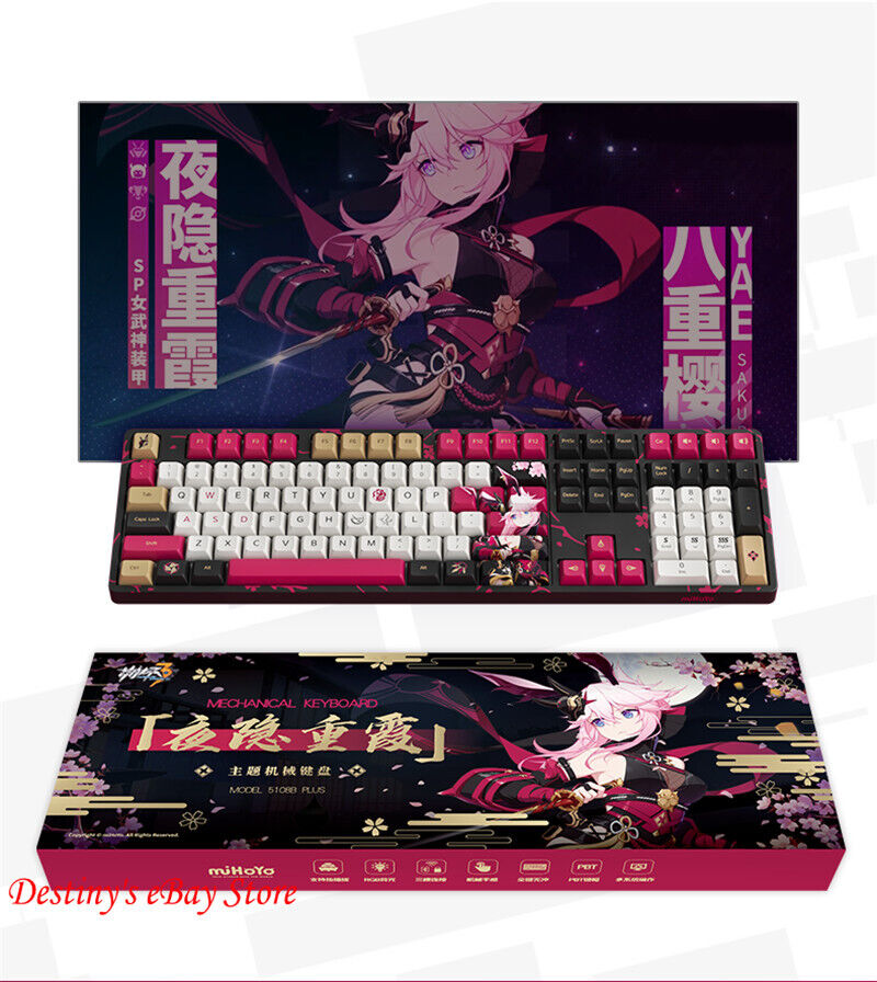 MiHoYo Honkai Impact 3 Yae Sakura CS Silver Axis RGB Mechanical Keyboard Gift
