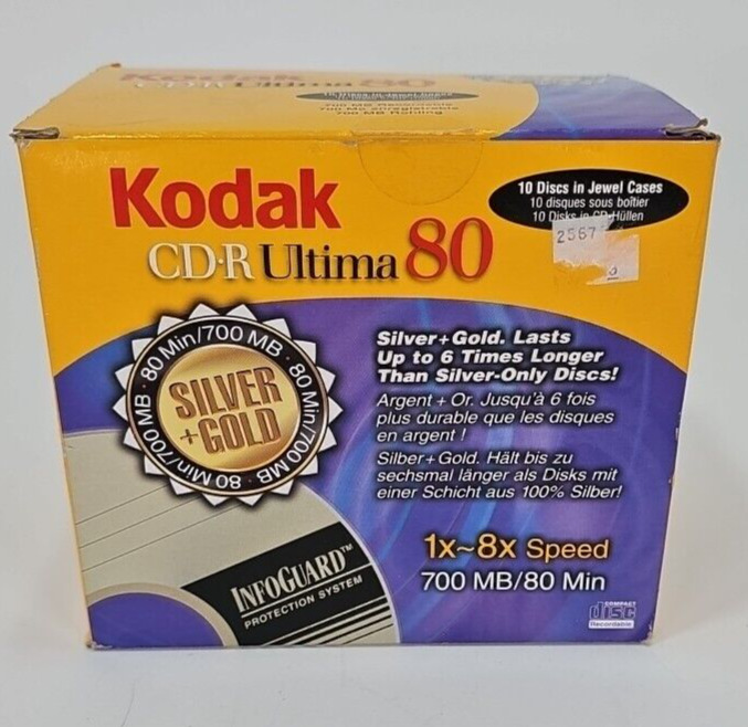 Kodak CD-R Ultima 80 min Box of 10 Silver & Gold BRAND NEW SEALED CDR