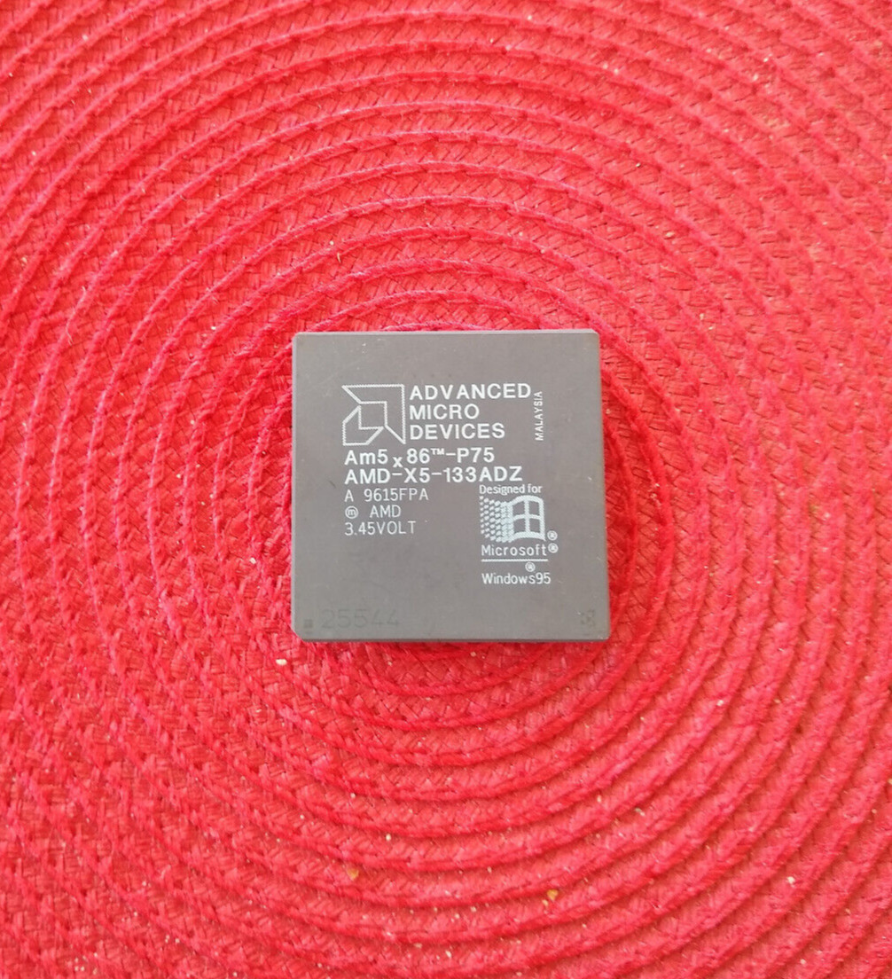 AMD Am5x86-P75 AMD-X5-133ADW Socket 3 Ceramic ✅ Very Rare Collectible  Gold CPU