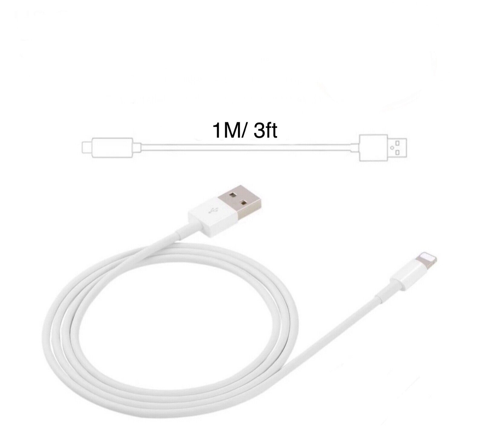 For iPhone 8 7 X iPad 2 3 4 Air 1M 2M 3M Cable 12W USB Charger Power Adapter