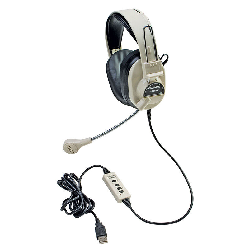 Califone Deluxe Multimedia Stereo Headset with Boom Microphone with USB plug