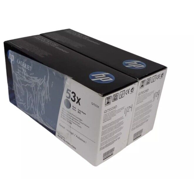 HP 53X Black Toner Cartridge HIGH VOLUME Q7553XD DUAL PACK OEM NEW Sealed