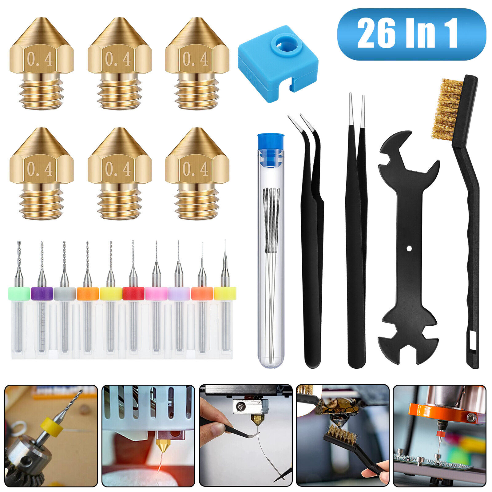 3D Printer Extruder Nozzle Cleaning Needles Tool Kit for CR-10/Ender 3 Pro/ 3 V2