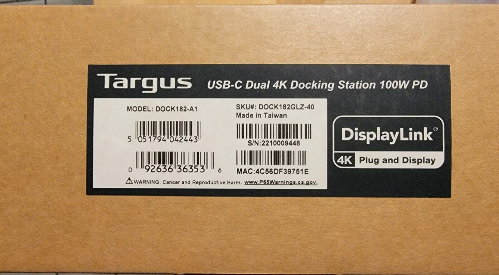 Targus USB-C Universal DV4K Docking Station with 100W Power Delivery *BRAND NEW*