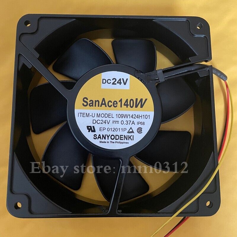 Sanyo 109W1424H101 140 mm x 140 mm x 38 mm 24V 0.37A IP68 waterproof fan