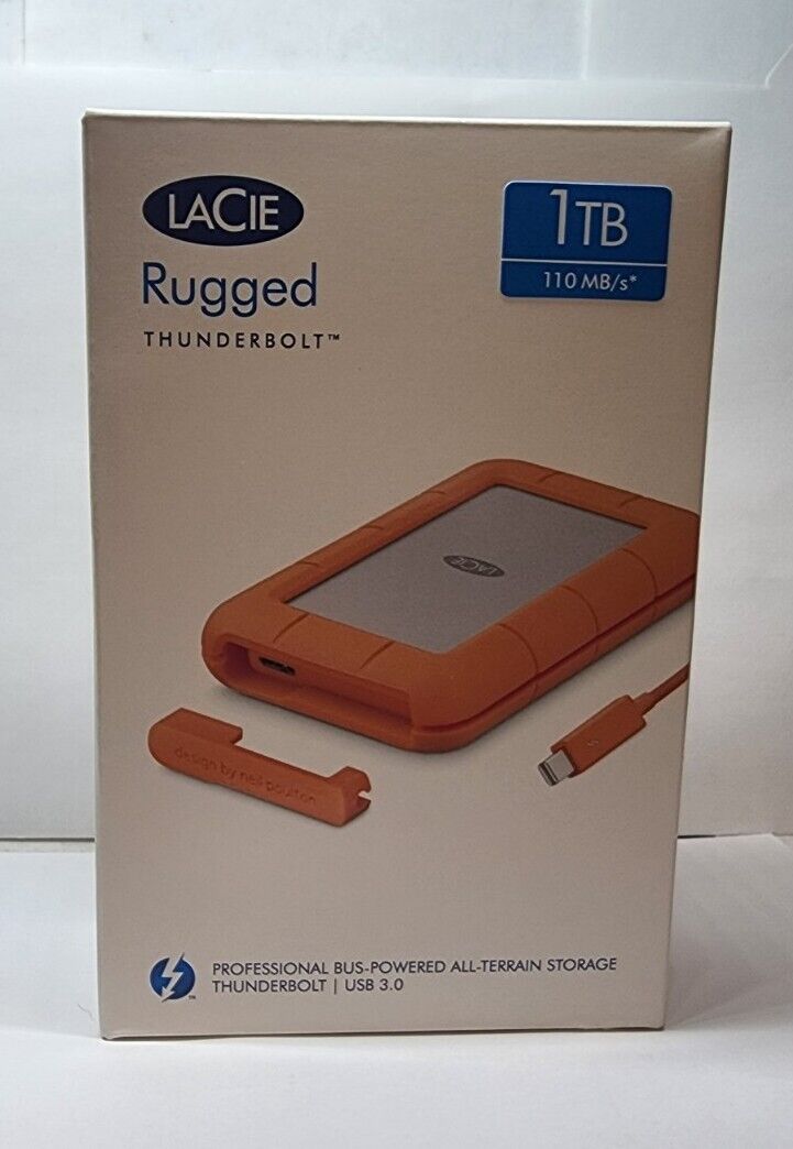  LaCie Rugged 1TB Portable Rugged Thunderbolt USB 3.0 External LRD0TU1 - NEW