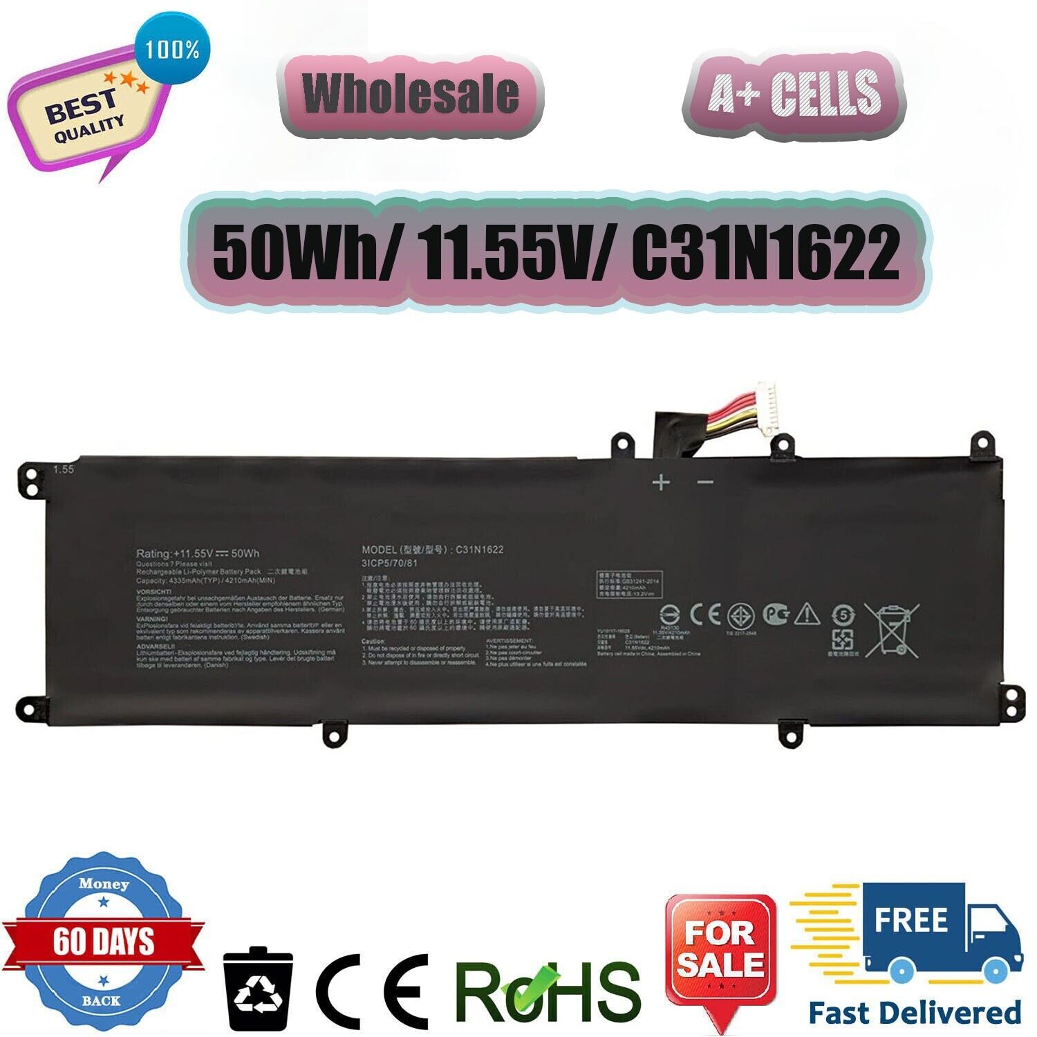 50Wh C31N1622 🧡Battery For Asus ZenBook UX3430UA UX530U U5100U UX530UQ UX530UX