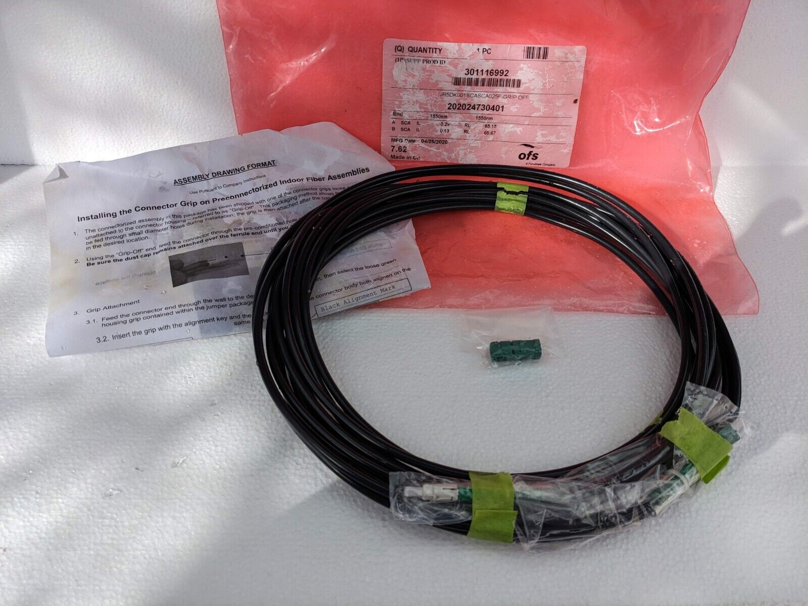 25Ft OFS Indoor Preconnectorized Indoor Fiber Optic Cable JR5DW001SCASCA025F