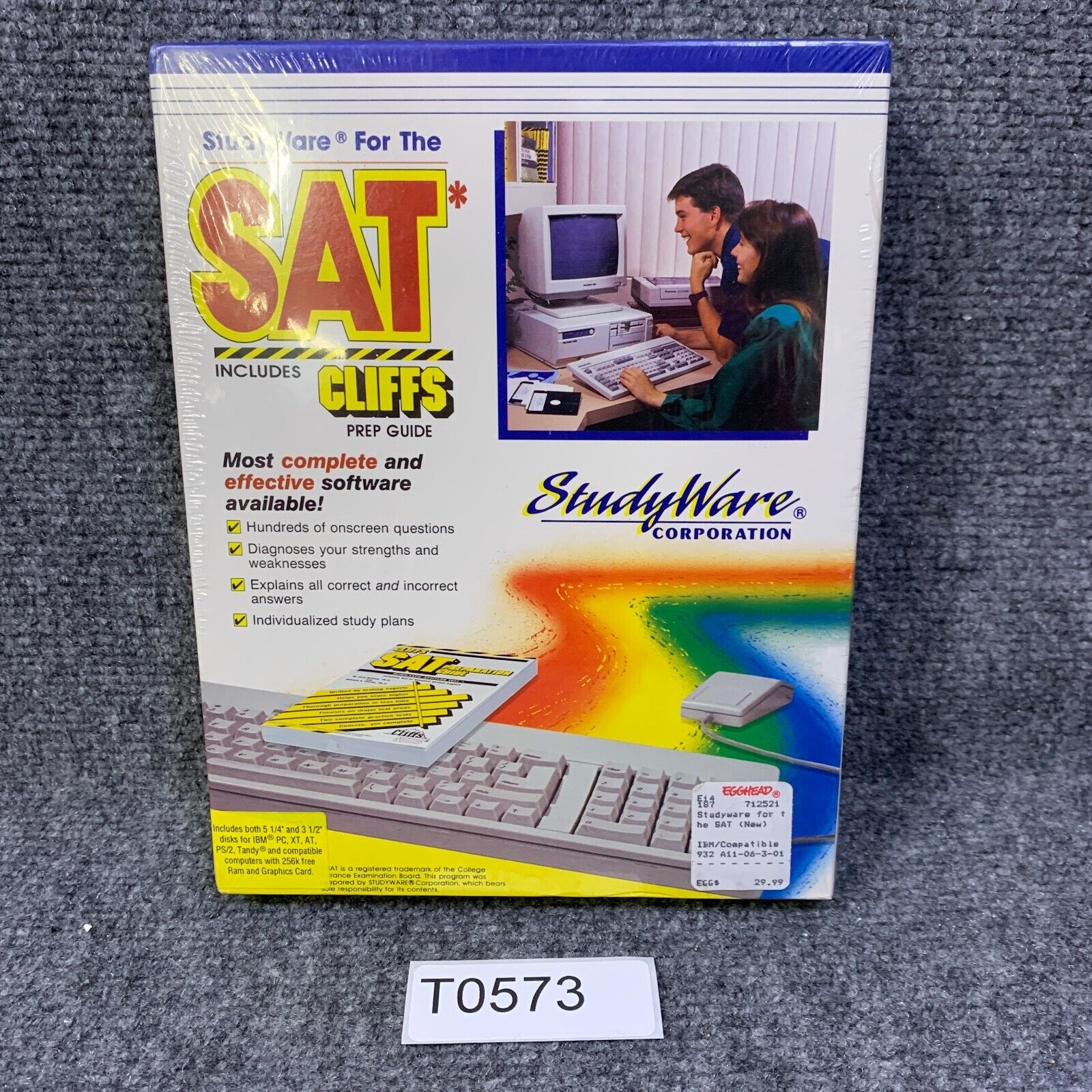Study Ware for the SAT CLIFFS Prep Guide Vintage Software IBM PC 5 1/4 & 3 1/2