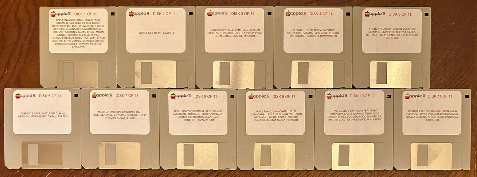 Vintage Apple II+ IIe IIc IIGS Computer Game Collection 106 Games 3.5” Disks GR8