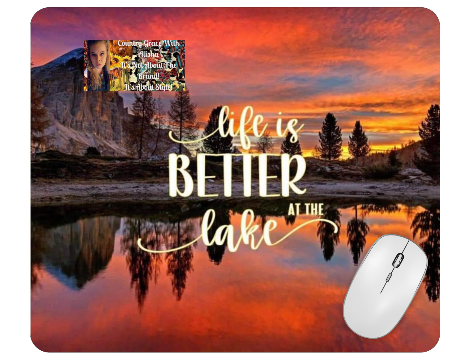 Life Is Better At The Lake Computer Non Slip Mouse Pad Handmade Custom