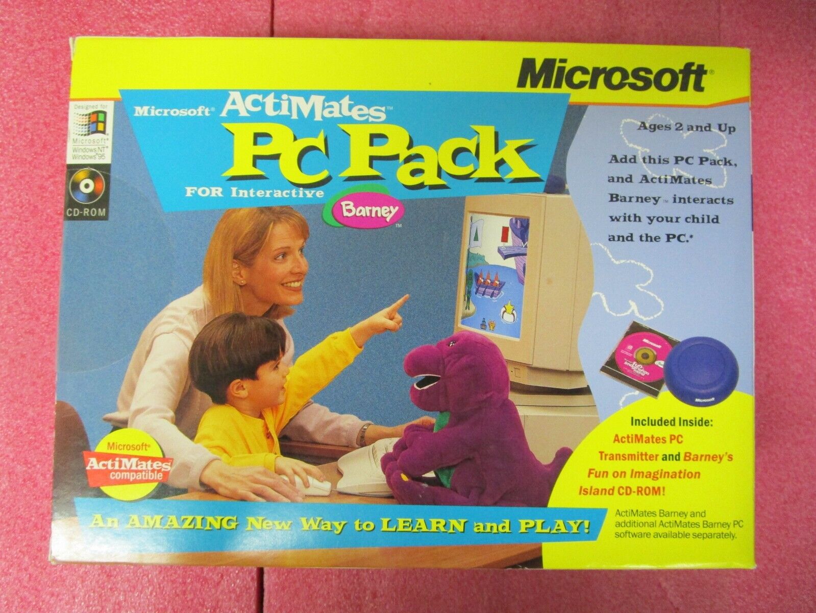 Microsoft ActiMates 1997 Interactive Barney Dinosaur PC Pack CD-ROM New Sealed