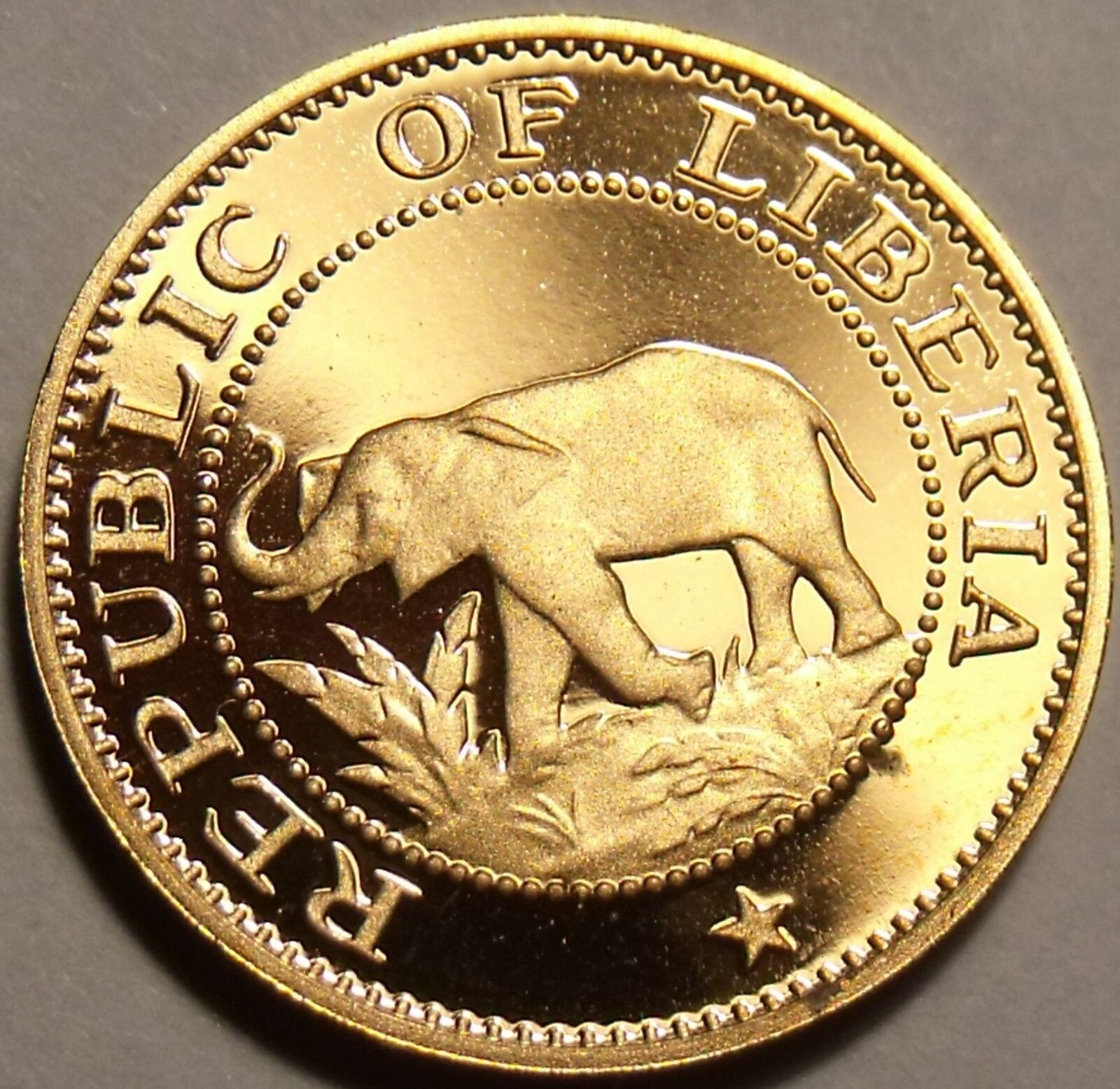 Rare Proof Liberia 1968 Cent~Only 14,396 Minted~Elephant Coin~Free Shipping