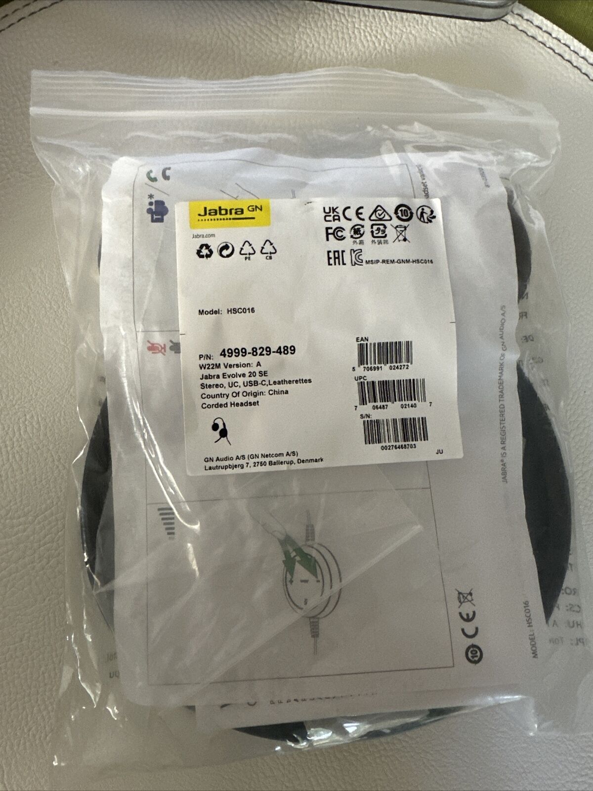 Jabra Evolve 20 SE Headband Headsets - Black Model HSC016 (W22M Version: A)