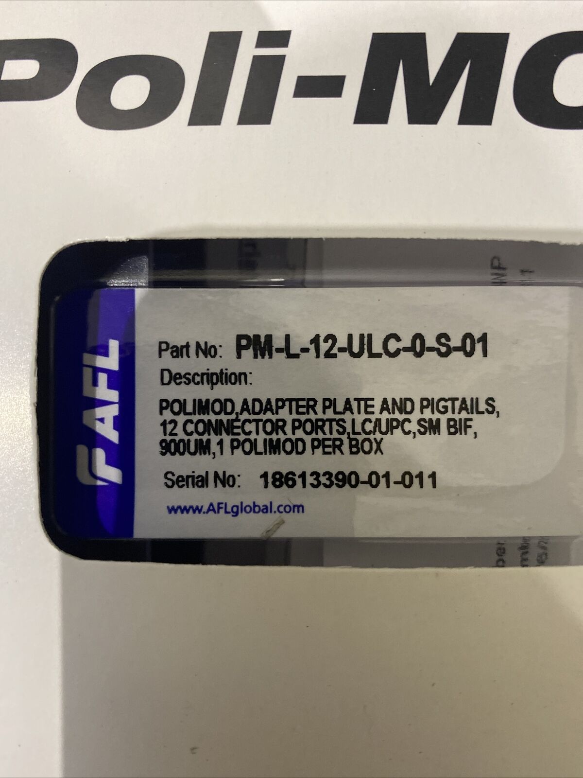 AFL Poli-MOD Loaded Patch & Splice Cassette W/ Pigtails LC/UPC 12F SM 900um