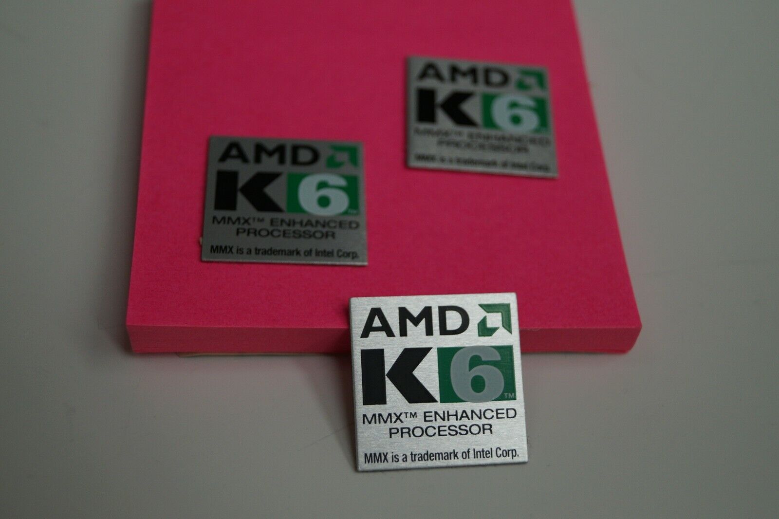 LOT of 3 AMD K6 CPU Aluminum CASE BADGE decal stickers NEW